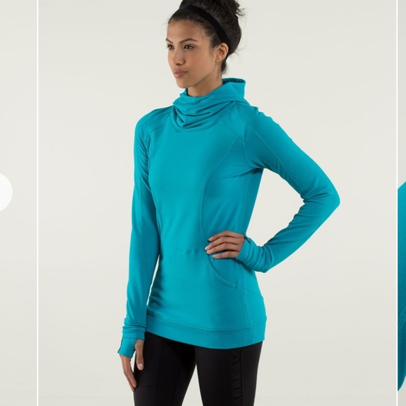 lululemon athletica Tops - Lululemon Base Runner Hoodie ponytail opening teal W3C79S blue Size 8